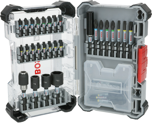 Bosch PRO インパクトドライバービットセット 33 個、色分け済み。.