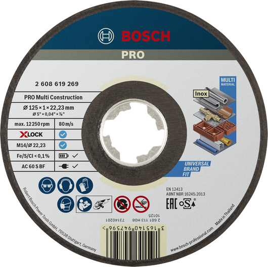 PRO Multi Construction 接合カッティングディスク Bosch PRO マルチマテリアル X-Lock カッティングディスク 125 mm。.