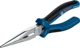 人間工学に基づいた青いハンドルを備えたBoschのロングノーズプライヤー。