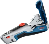 刃を収納できるコンパートメントを備えたBoschの折りたたみ式ユーティリティナイフ。