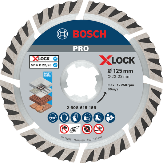 PRO Multi Material ダイヤモンドカッティングディスク Bosch PRO マルチマテリアル ダイヤモンド ディスク X-Lock 125mm。