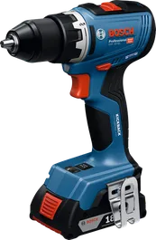 2Ah バッテリー搭載のBosch GSR 18V-65 コードレス ドリル。.