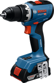 2Ah バッテリー搭載のBosch GSR 18V-65 コードレス ドリル。.