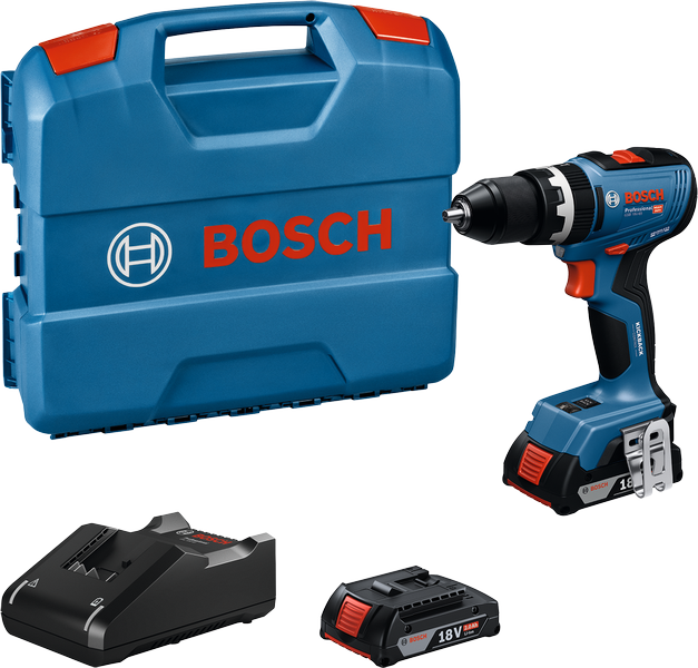 Bosch GSB 18V-65 コードレス ドリル (ケースとバッテリー付き)。.