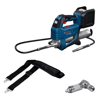 GFP 18V-10 フレキシブルホースとキャリングストラップを備えたBoschのグリースガン。