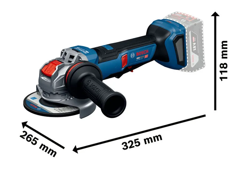 X-LOCK システムを搭載したBosch GWX18V-11PS アングルグラインダー。.
