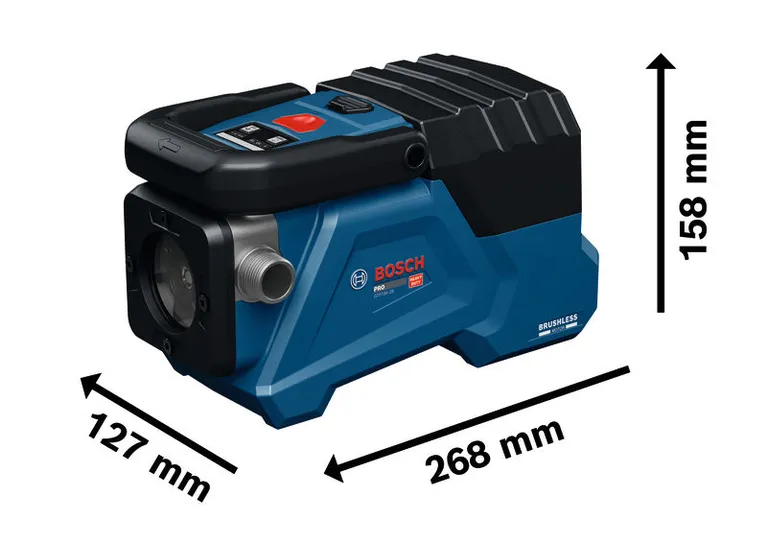 Bosch GTP18V-30 回転レーザー レベリング ツールの寸法。.