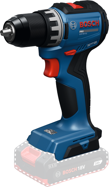 2Ah バッテリー搭載のBosch GSR18V-52 コードレス ドリル ドライバー。