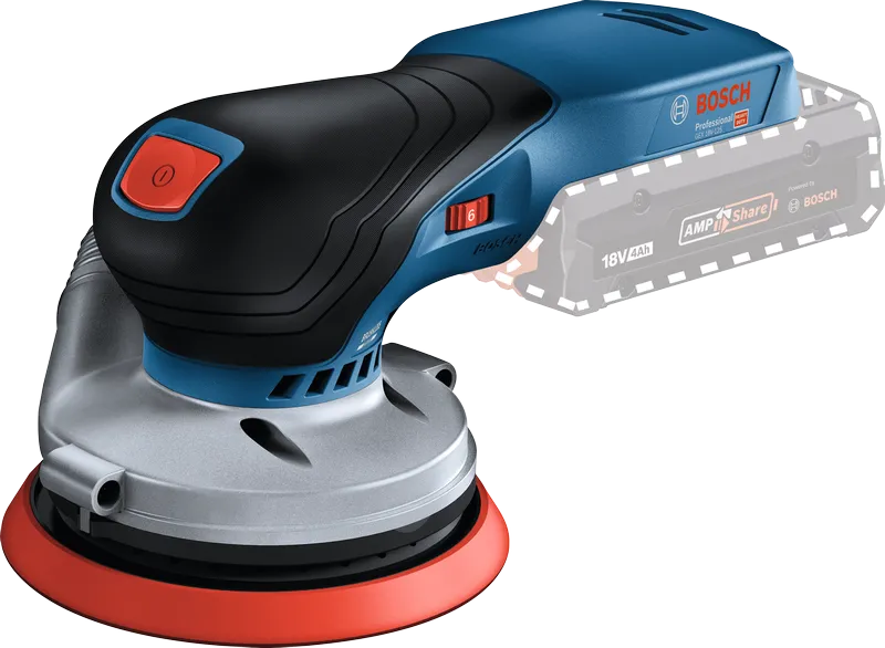 BoschGEX 18V-125 コードレスランダムオービットサンダー。