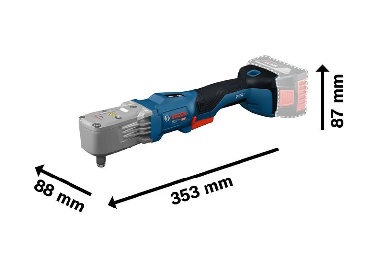 Bosch GRS18V-330 コードレスインパクトレンチの寸法を示します。