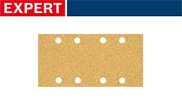 黄色のサンドペーパーが青い背景にあり、6つの穴があります。