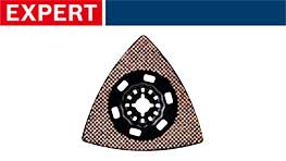 青い背景に、三角形のサンディングパッドが描かれています。