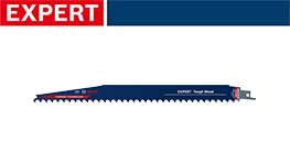 青いボッシュプロフェッショナルのノコギリが白背景に置かれています。