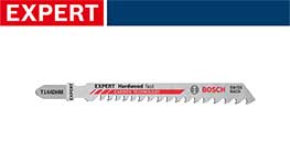 白いボッシュのEXPERTブレードが青い背景に表示されています。