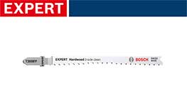 ボッシュの白いEXPERTノコギリブレードが背景の青い看板の上にあります。
