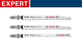 ボッシュのEXPERT木材用ジグソーブレードが3本並んでいます。