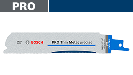 ボッシュプロフェッショナル薄金属用のブレードが青いラベルで表示されている。
