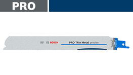 ボッシュのPRO薄金属ブレード、白と青、工業用ツールの一部。