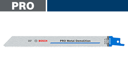 青いボッシュプロフェッショナルの金属用デモリションブレードが映っている。
