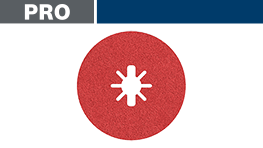 赤いボッシュプロフェッショナルの研磨ディスクが中央に配置されています。