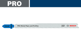 青いボッシュプロフェッショナルの金属パイプが白い背景にあります。