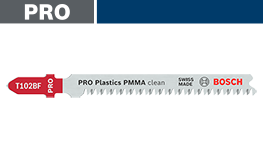 赤いBosch Professionalのプラスチック用ブレードが表示されている。
