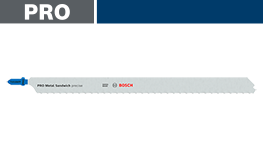 青いボッシュプロフェッショナルの金属用ブレードが白い背景に置かれています。