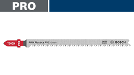 ボッシュのPROプラスチックPVCソーの刃が白い背景に置かれています。