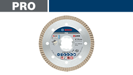 ボッシュプロフェッショナルのダイヤモンドブレード、銀色でフチが金色。