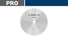 ボッシュプロフェッショナルの銀色の木材用丸鋸刃が表示されている。