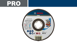 青いボッシュプロフェッショナルの研削ディスクが白い背景に置かれている。