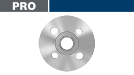 ボッシュプロフェッショナルの銀色のフランジが白背景に置かれています。