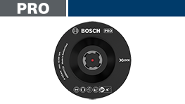 黒いボッシュプロフェッショナルの円形ディスクが白い背景に置かれている。