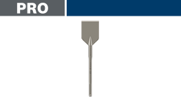 ボッシュプロフェッショナルの金属スコップが白い背景に置かれている。